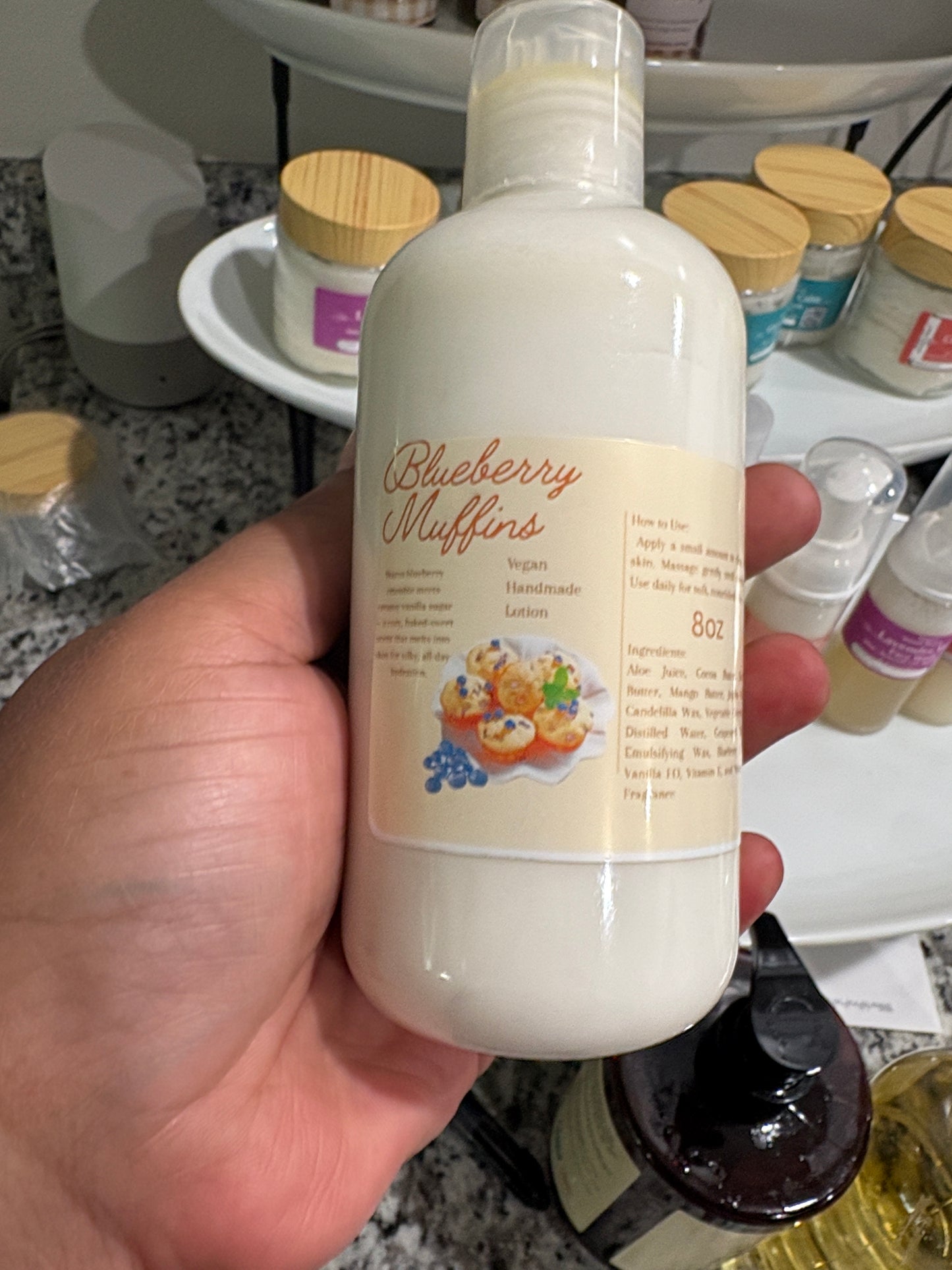 Blueberry Muffin 8 oz Pump Bottle – Dessert-Inspired Vegan Lotion