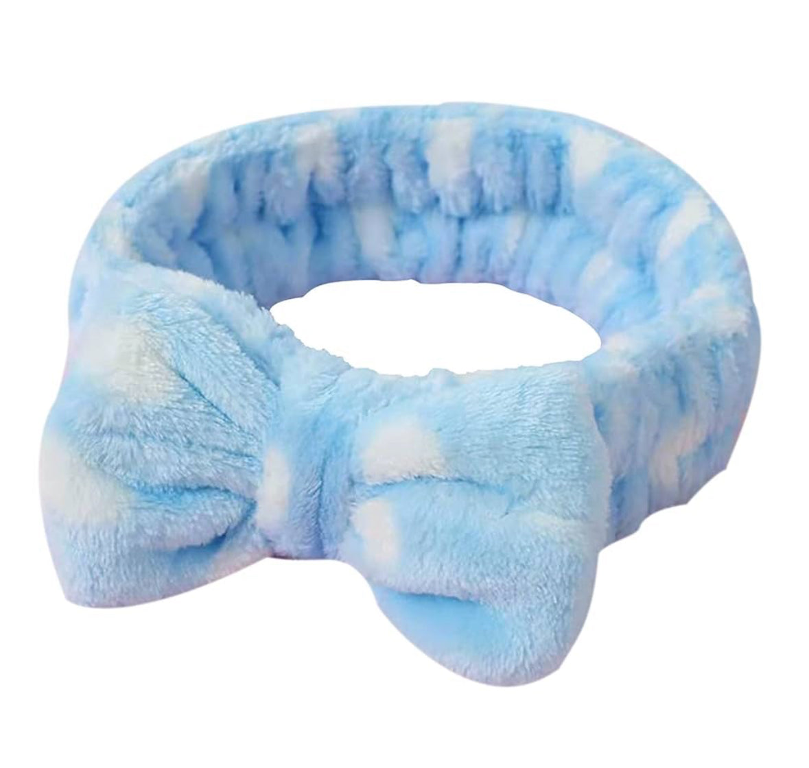 Plush Spa Headband – Blue Bow Edition
