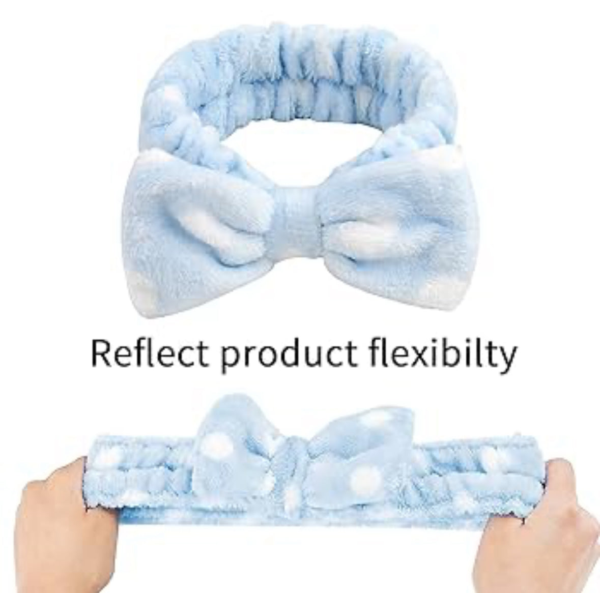 Plush Spa Headband – Blue Bow Edition