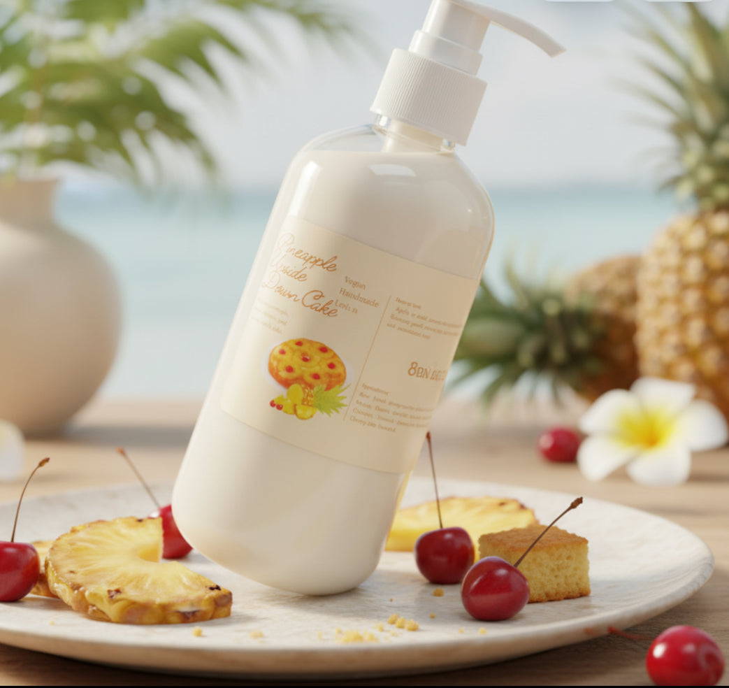 Pineapple Upside Down Cake 8 oz Pump Bottle – Handmade Vegan Lotion