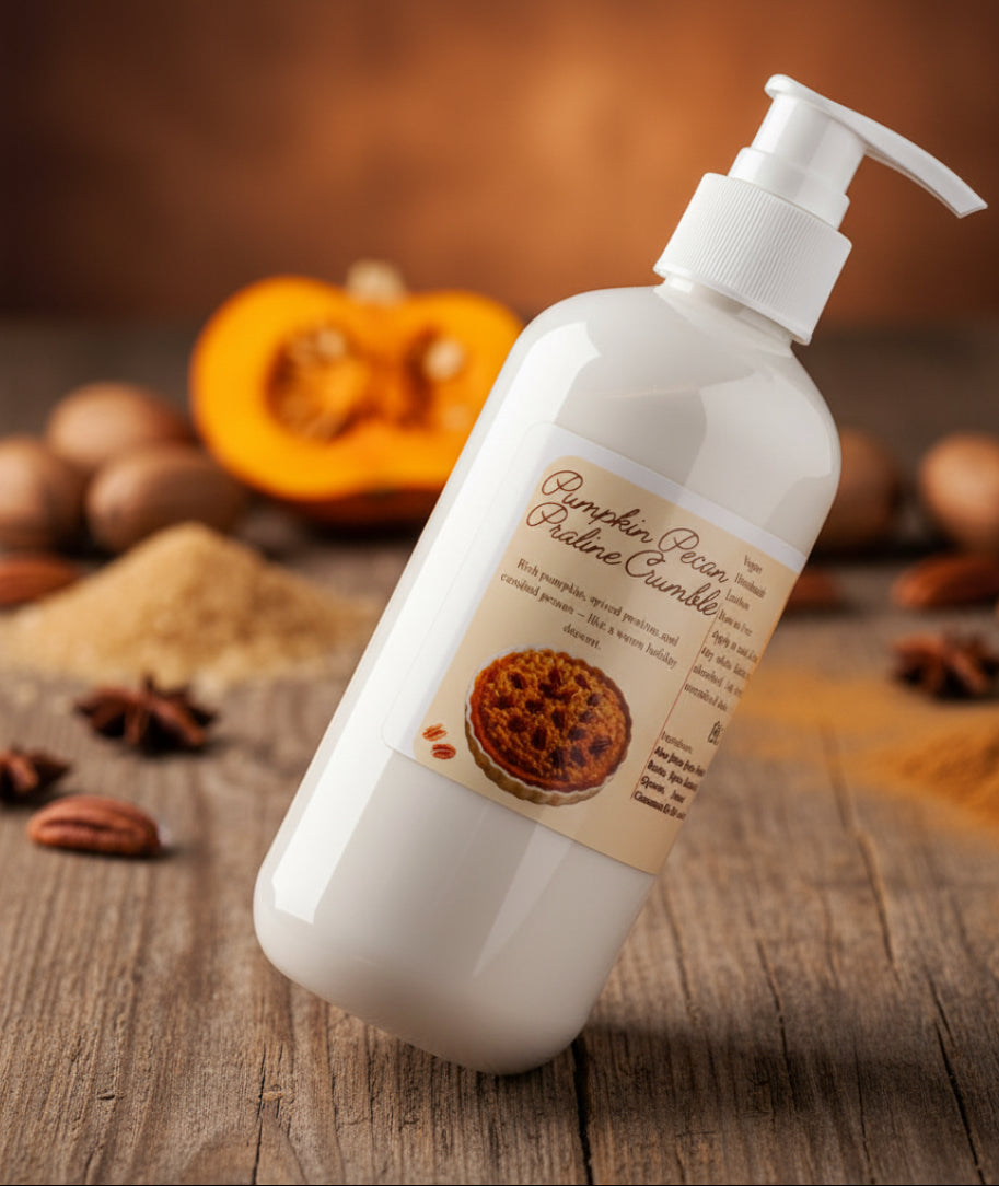 Pumpkin Pecan Praline Crumble 8 oz Pump Bottle – Handmade Vegan Lotion