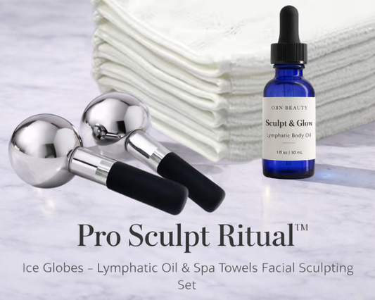 Pro Sculpt Ritual™ – Ice Globes, Lymphatic Oil & Spa Towels Facial Sculpting Set