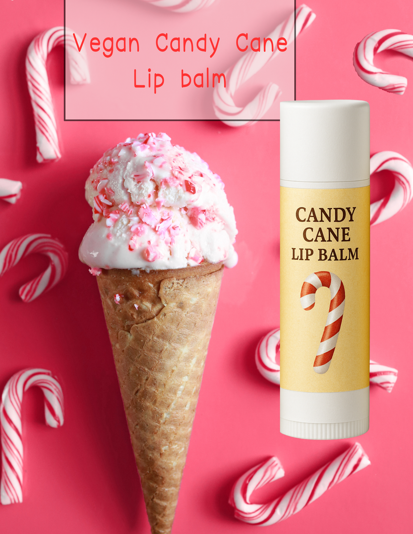 Peppermint Candy Cane Lip Balm – Vegan Moisturizing Balm