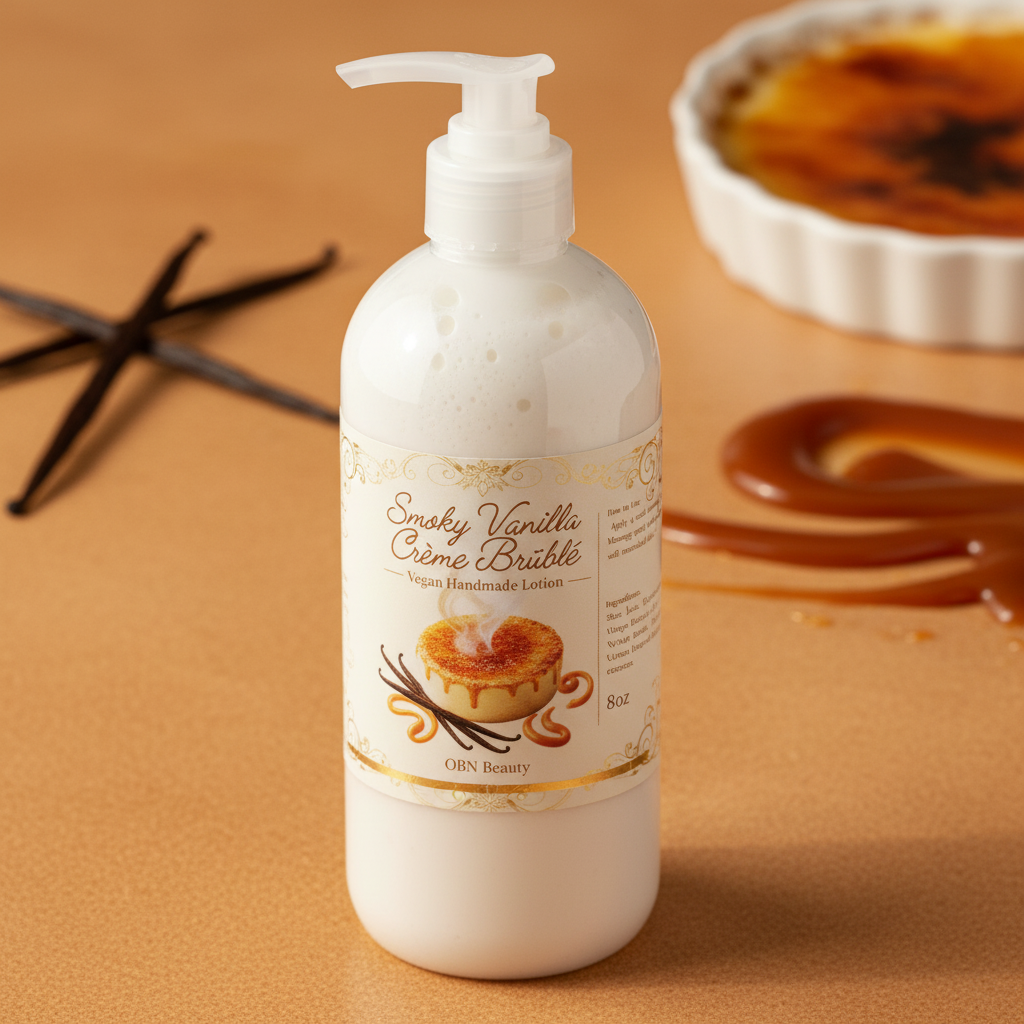 Smoky Vanilla Crème Brûlée 8 oz Pump Bottle – Handmade Vegan Lotion